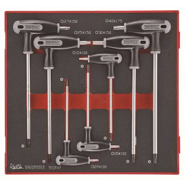 7-częściowy zestaw wkrętaków TX / TPX z rękojeścią T. Narzędzia Teng TEDTX7