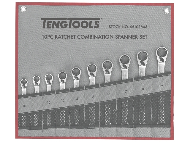 Zestaw kluczy płasko-oczkowych z zapadką Teng Tools 6510RMM